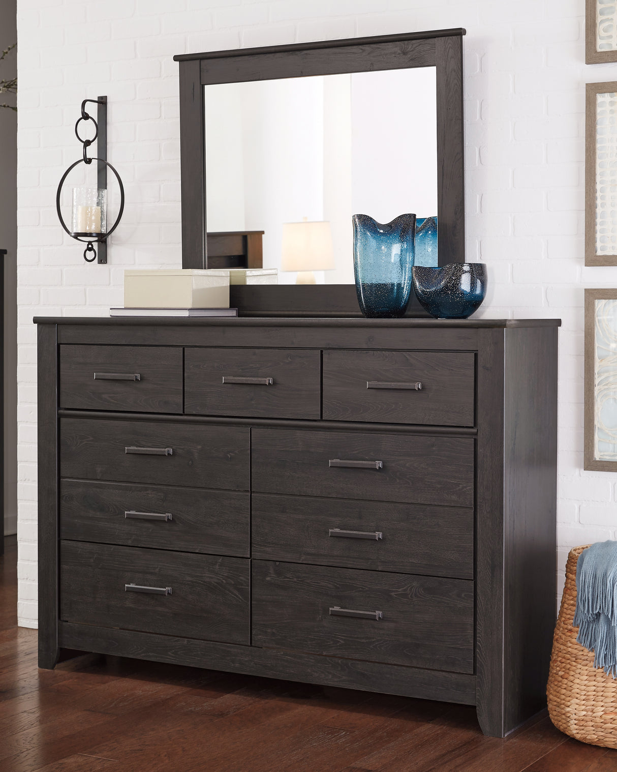 Furniture City - MS - Ashley Furniture - Brinxton Bedroom - Dresser and Mirror / Charcoal - B249B1