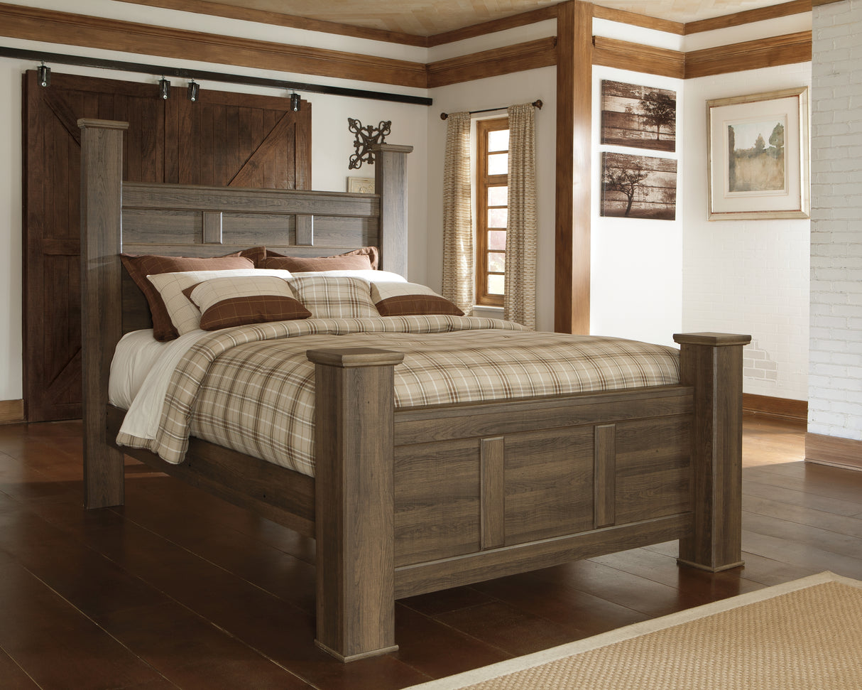 Furniture City - MS - Ashley Furniture - Juararo Bedroom - Queen Poster Bed / Dark Brown - B251B3