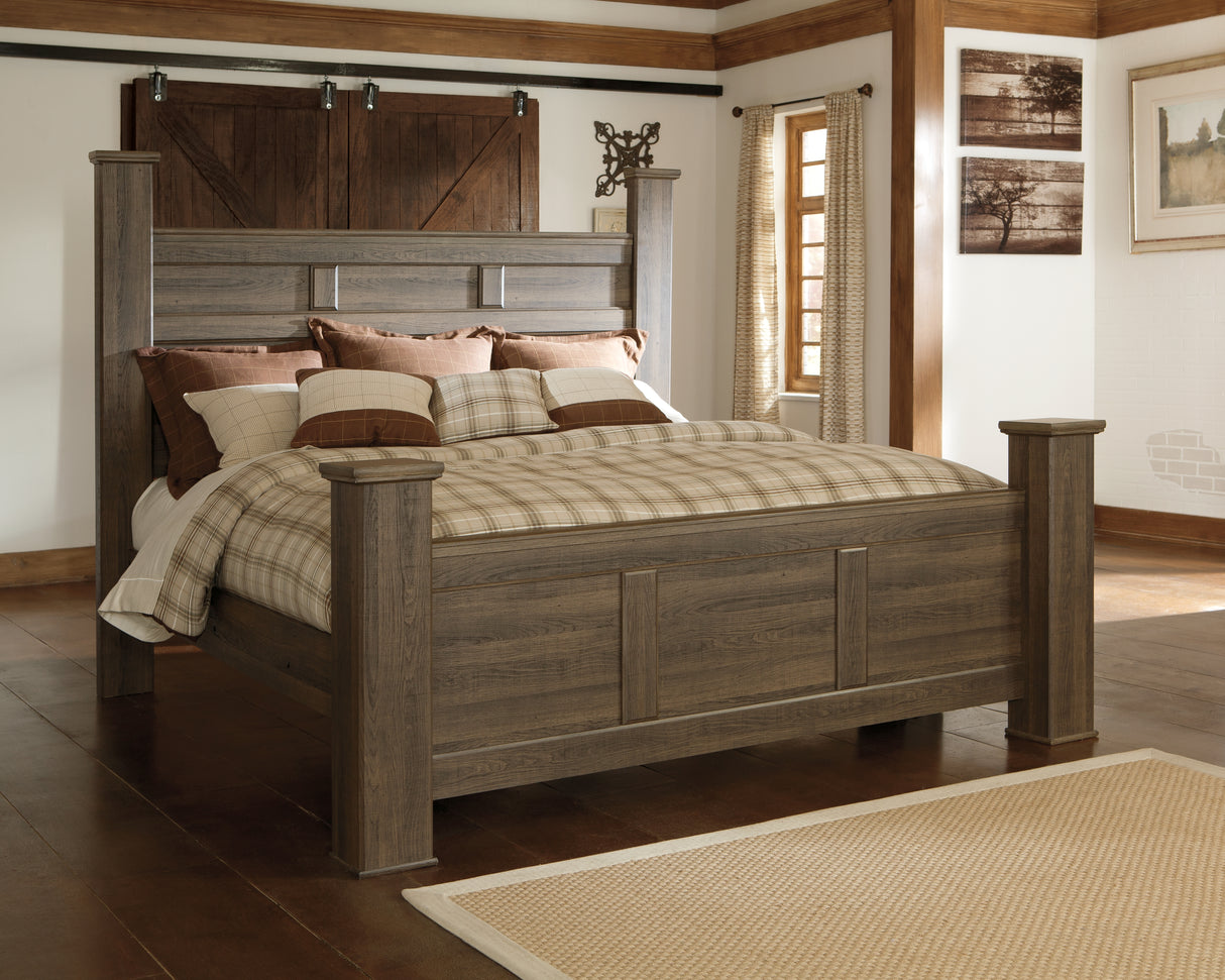 Furniture City - MS - Ashley Furniture - Juararo Bedroom - King Poster Bed / Dark Brown - B251B10