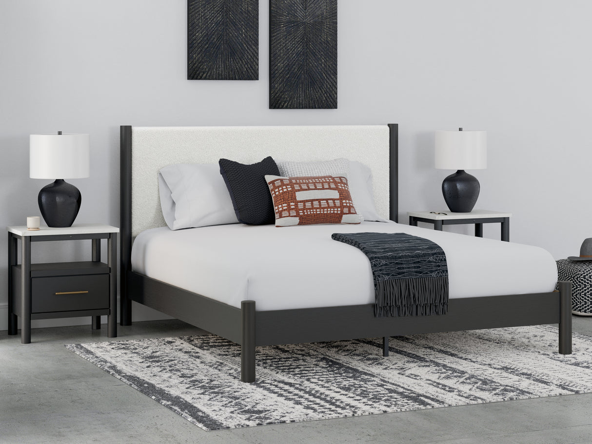 Furniture City - MS - Ashley Furniture - Cadmori Bedroom - King Upholstered Panel Bed / Black/White - B2616B8
