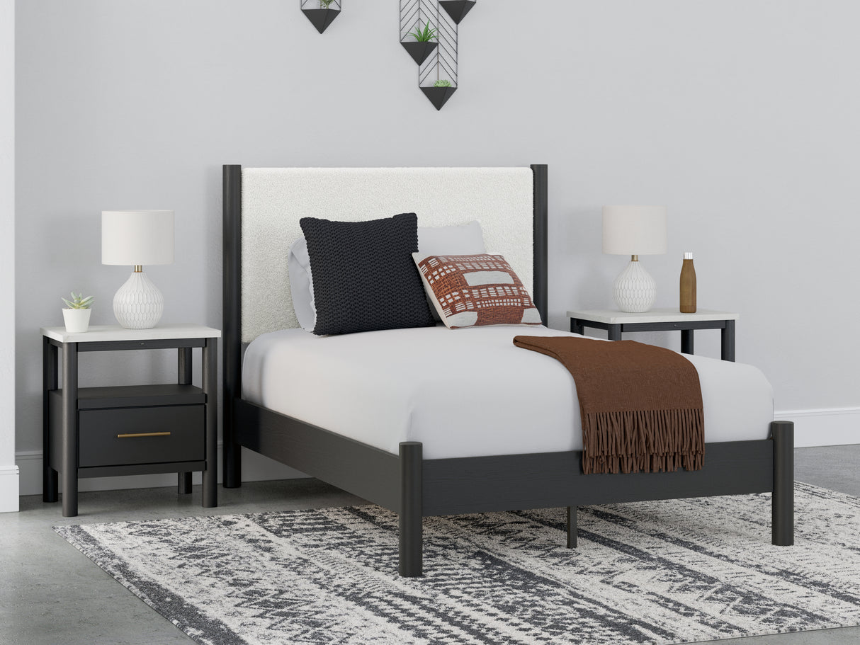 Furniture City - MS - Ashley Furniture - Cadmori Bedroom - Full Upholstered Panel Bed / Black/White - B2616B3