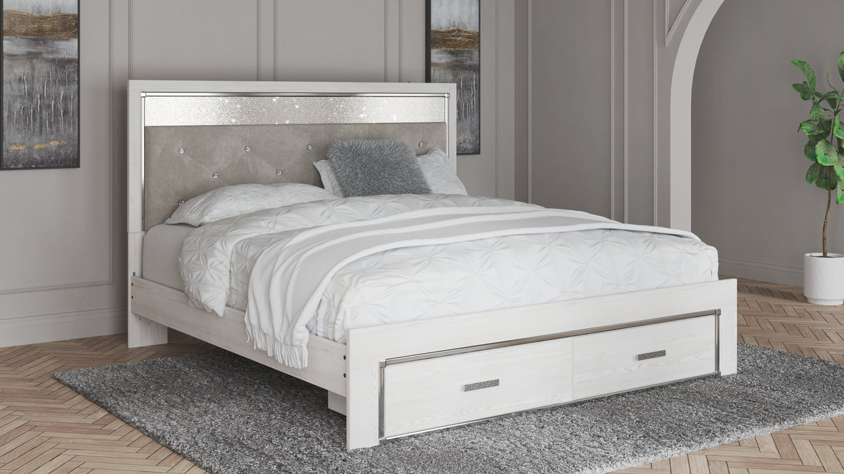 Furniture City - MS - Ashley Furniture - Altyra Bedroom - King Upholstered Storage Bed / White - B2640B29