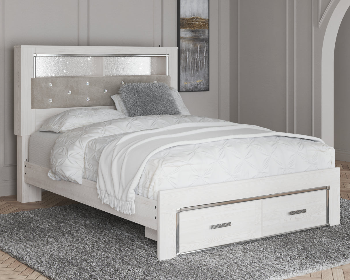 Furniture City - MS - Ashley Furniture - Altyra Bedroom - Queen Upholstered Bookcase Bed with Storage / White - B2640B19