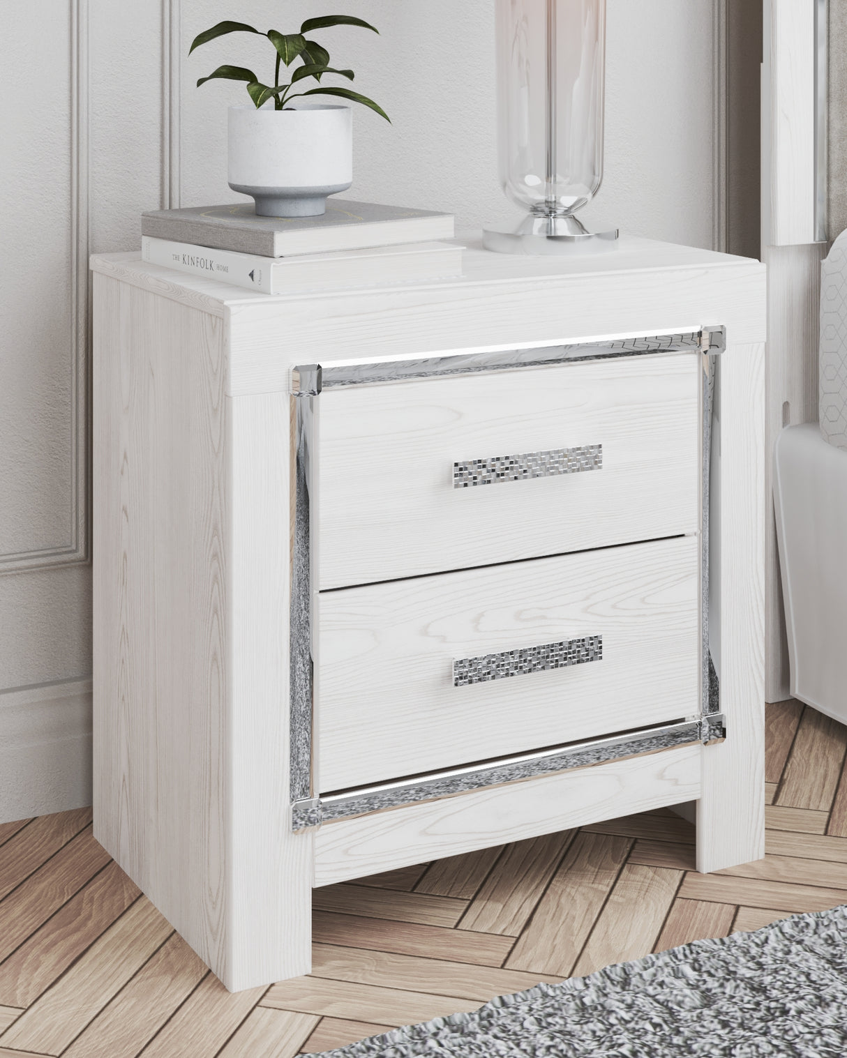 Furniture City - MS - Ashley Furniture - Altyra Bedroom - Two Drawer Night Stand / White - B2640-92
