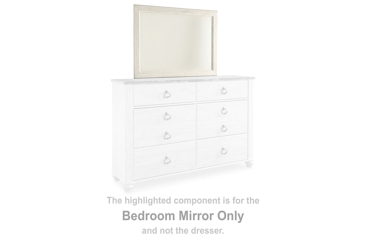 Furniture City - MS - Ashley Furniture - Willowton Bedroom - Bedroom Mirror / Whitewash - B267-36