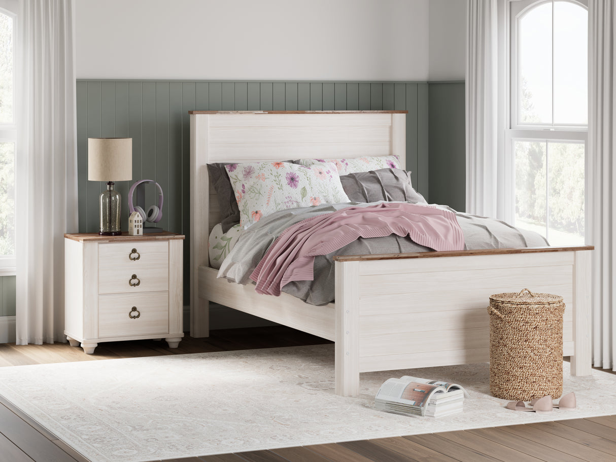 Furniture City - MS - Ashley Furniture - Willowton Bedroom - Full Panel Bed / Whitewash - B267B17
