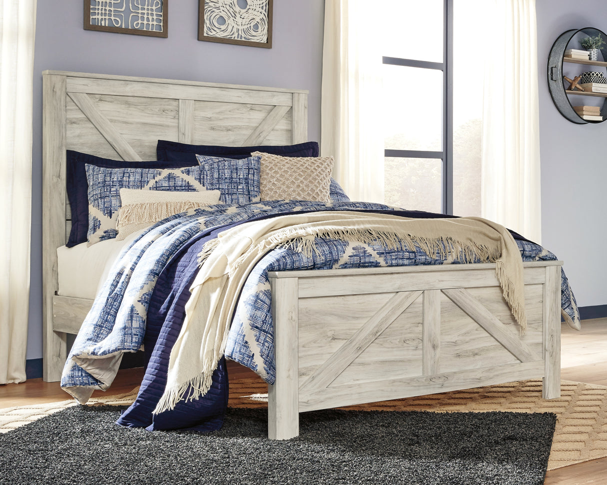 Furniture City - MS - Ashley Furniture - Bellaby Bedroom - Queen Crossbuck Panel Bed / Whitewash - B331B6