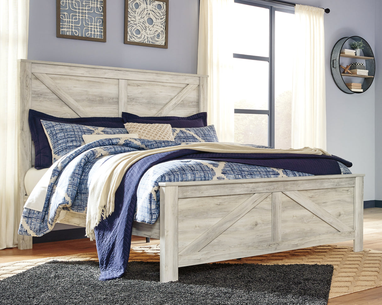 Furniture City - MS - Ashley Furniture - Bellaby Bedroom - King Crossbuck Panel Bed / Whitewash - B331B10