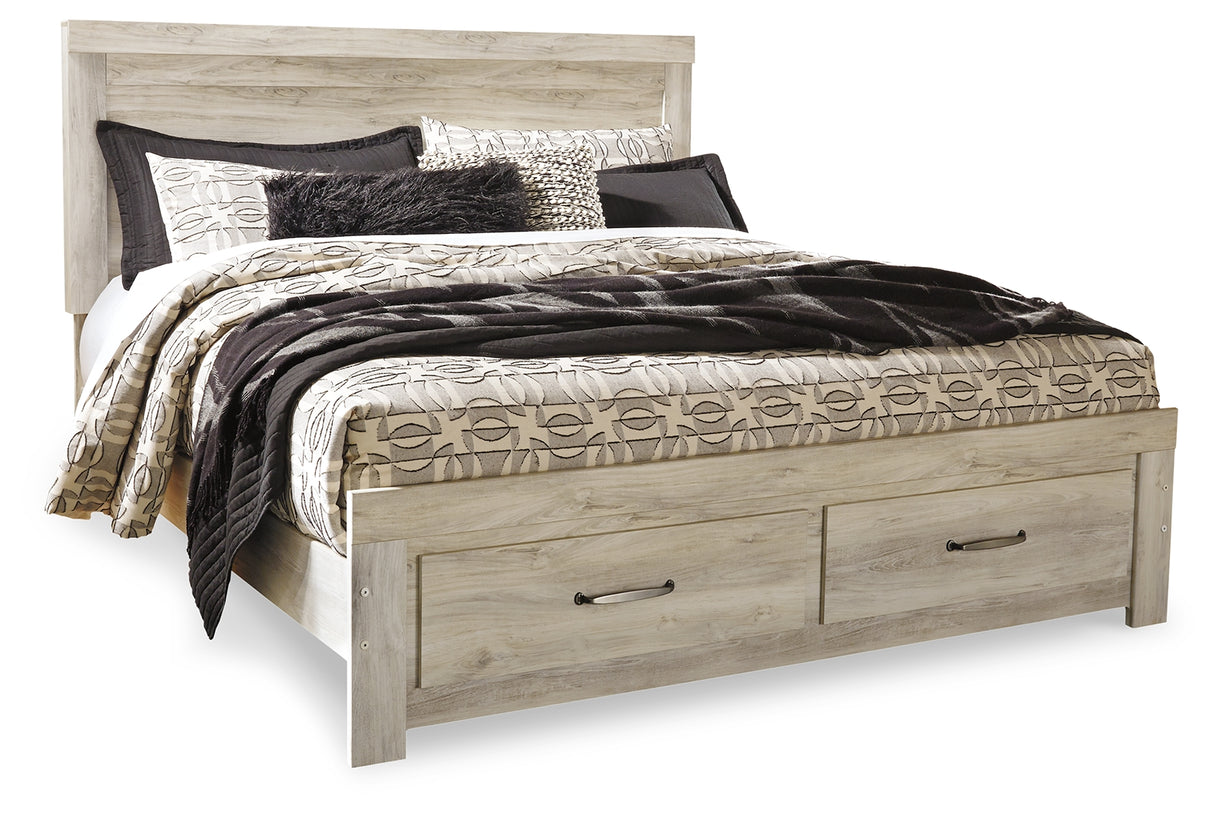 Furniture City - MS - Ashley Furniture - Bellaby Bedroom - Queen Crossbuck Panel Bed / Whitewash - B331B6
