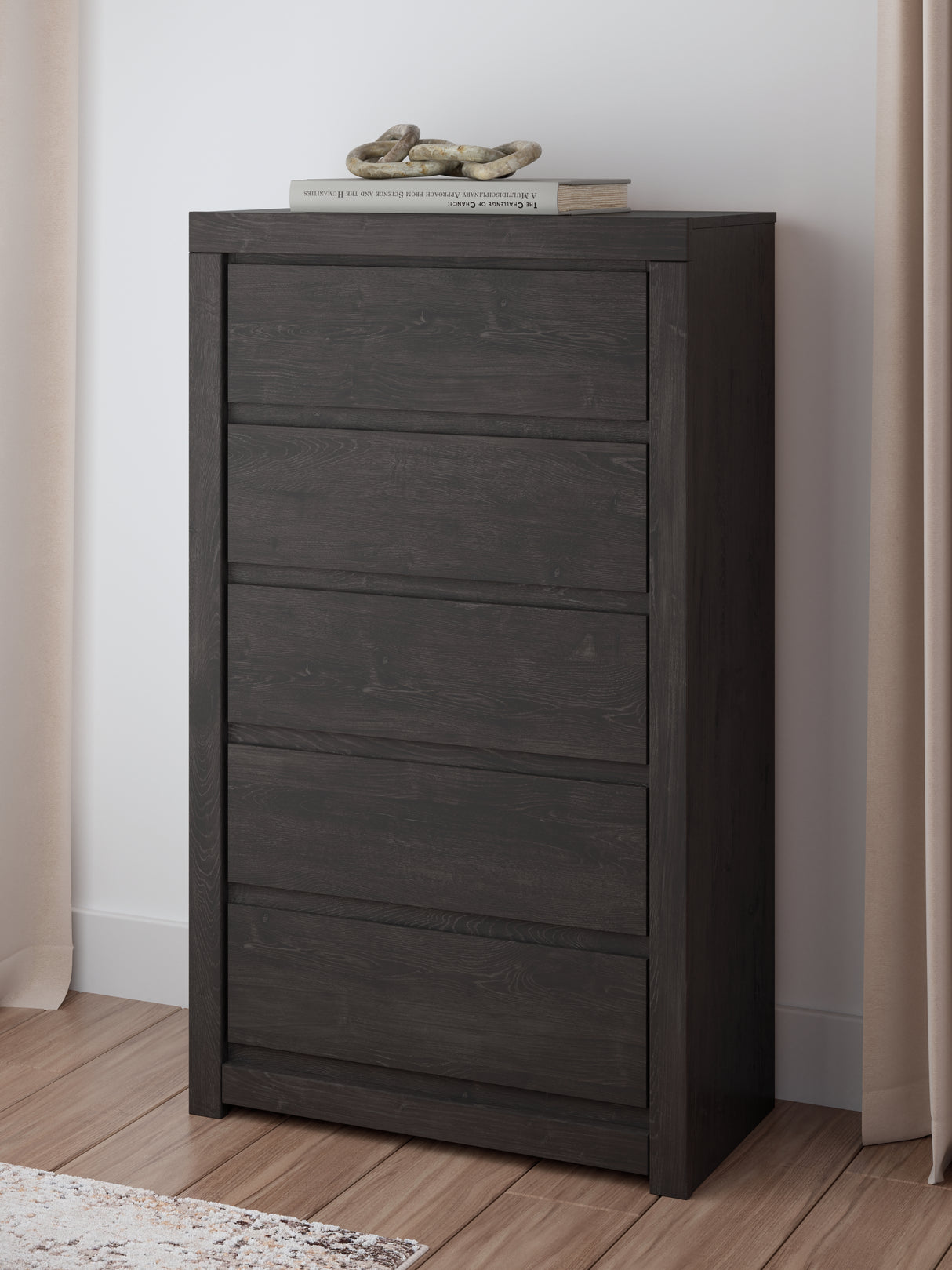 Furniture City - MS - Ashley Furniture - Fraluna Bedroom - Five Drawer Chest / Charcoal - PCB3370-46