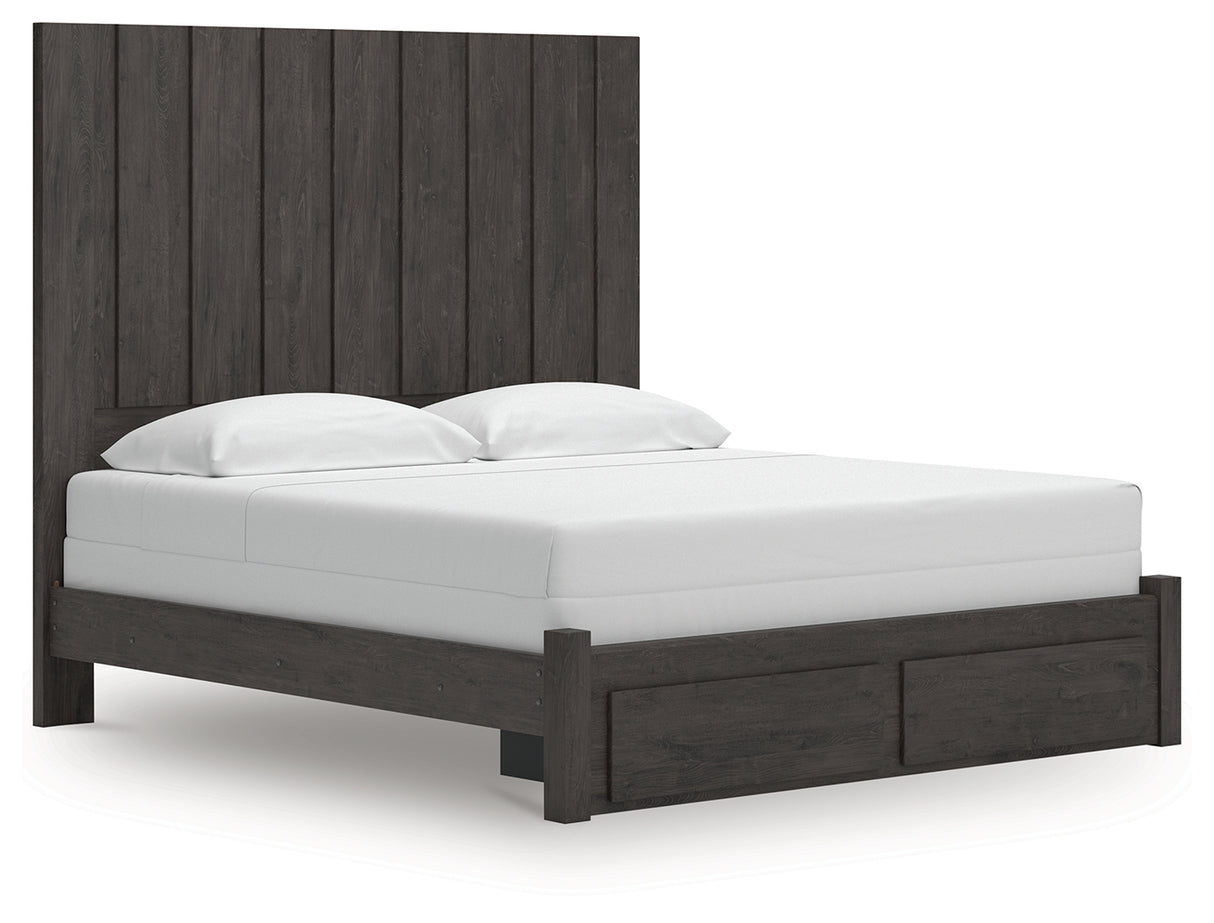 Furniture City - MS - Ashley Furniture - Fraluna Bedroom - King Panel Storage Bed / Charcoal - PCB3370B9