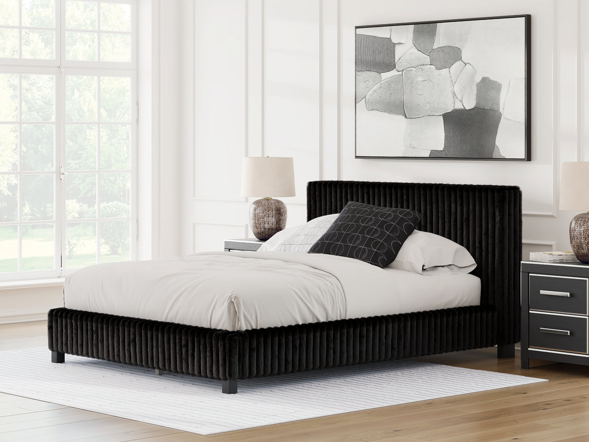 Furniture City - MS - Ashley Furniture - Zuraleus Bedroom - Queen Upholstered Bed / Black - PCB3380B8