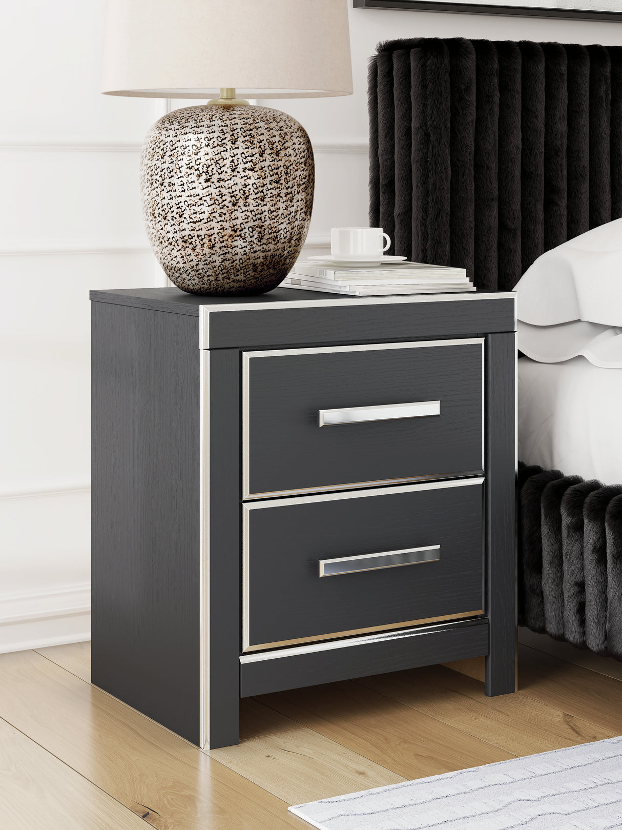 Furniture City - MS - Ashley Furniture - Zuraleus Bedroom - Two Drawer Night Stand / Black - PCB3380-92