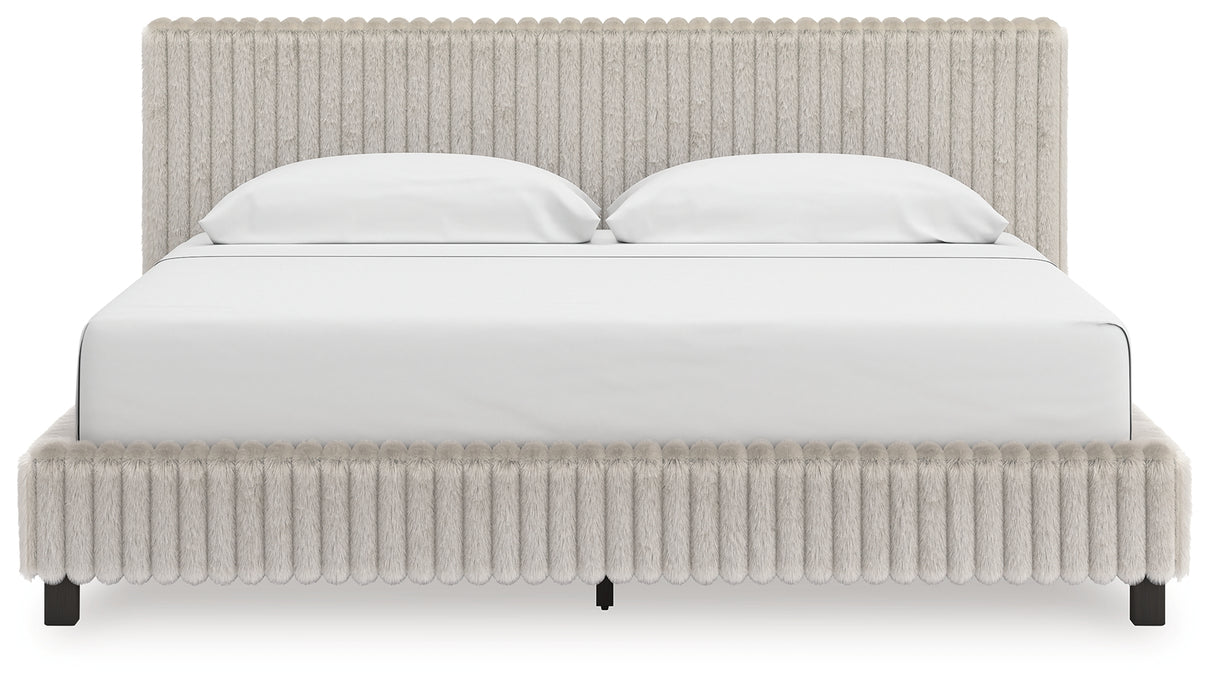 Furniture City - MS - Ashley Furniture - Zuraleus Bedroom - King Upholstered Bed / White - PCB3381B13