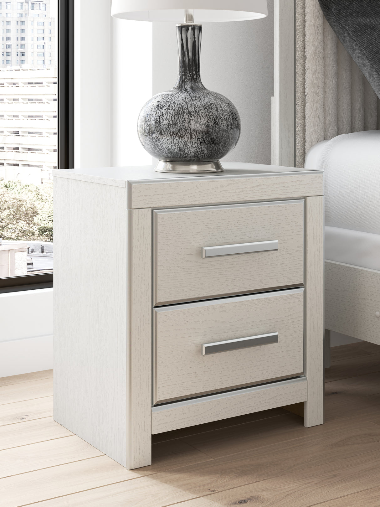 Furniture City - MS - Ashley Furniture - Zuraleus Bedroom - Two Drawer Night Stand / White - PCB3381-92