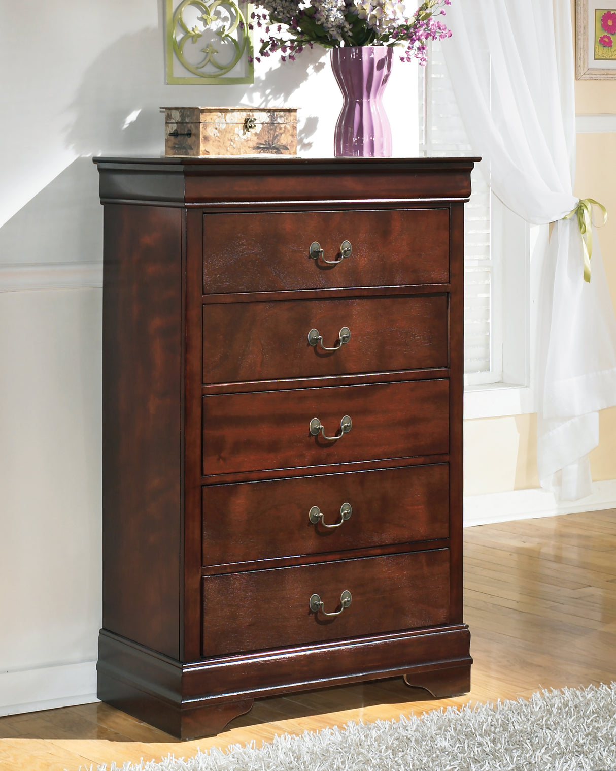 Furniture City - MS - Ashley Furniture - Alisdair Bedroom - Chest / Reddish Brown - B376-46