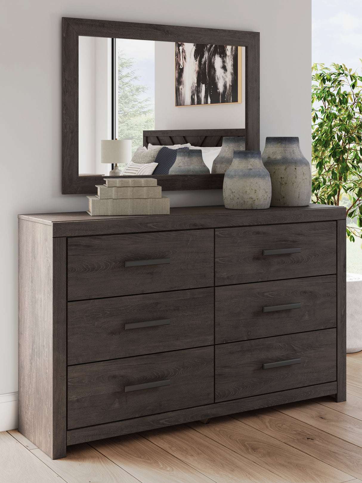 Furniture City - MS - Ashley Furniture - Prendonea Bedroom - Dresser and Mirror / Charcoal - B3789B1