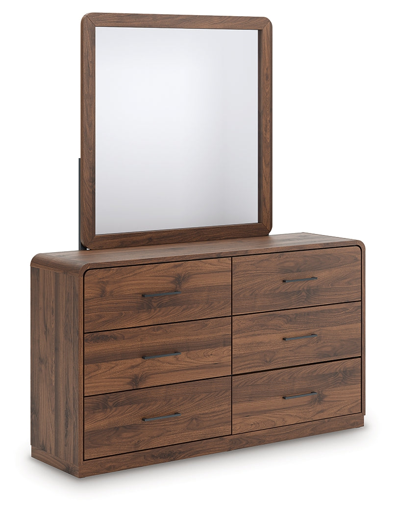 Furniture City - MS - Ashley Furniture - Fortlorn Bedroom - Dresser and Mirror / Walnut Brown - PCB386B1