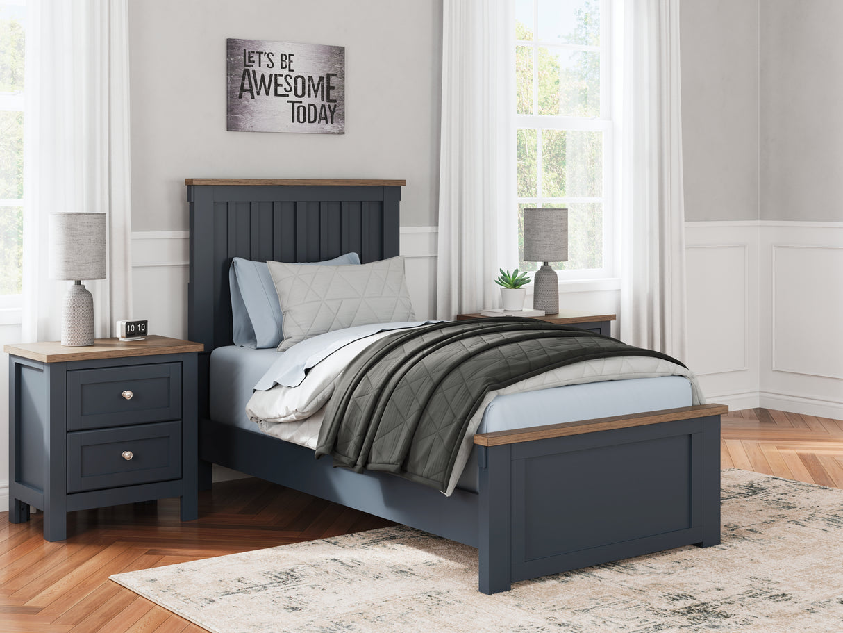 Furniture City - MS - Ashley Furniture - Landocken Bedroom - Twin Panel Bed / Brown/Blue - B414B2