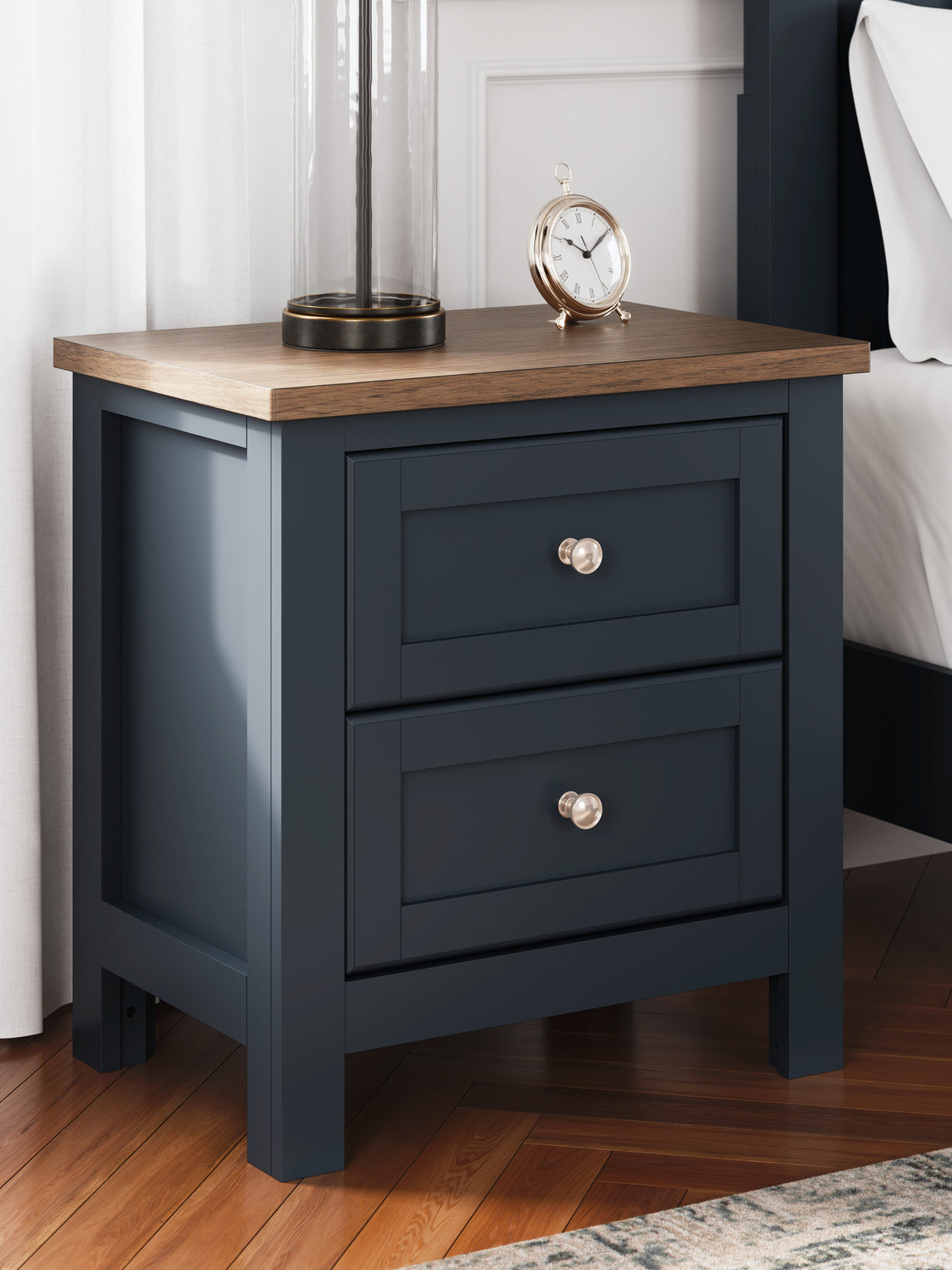Furniture City - MS - Ashley Furniture - Landocken Bedroom - Two Drawer Night Stand / Brown/Blue - B414-92