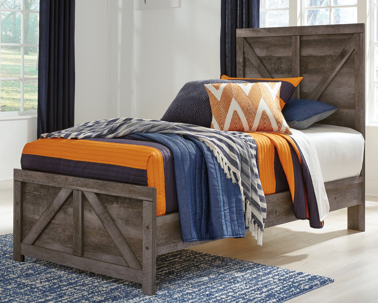 Furniture City - MS - Ashley Furniture - Wynnlow Bedroom - Twin Crossbuck Panel Bed / Gray - B440B16