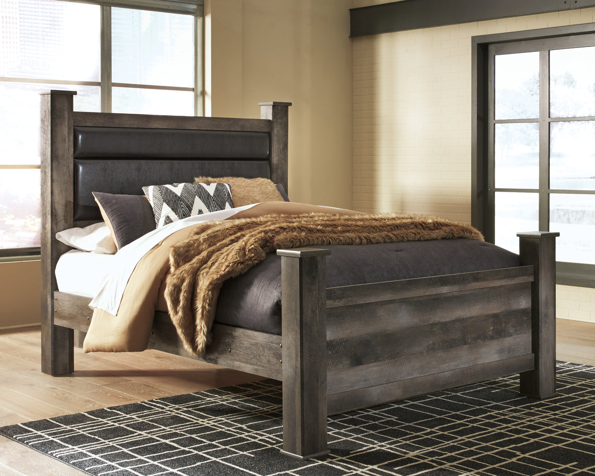 Furniture City - MS - Ashley Furniture - Wynnlow Bedroom - Queen Upholstered Poster Bed / Gray - B440B7