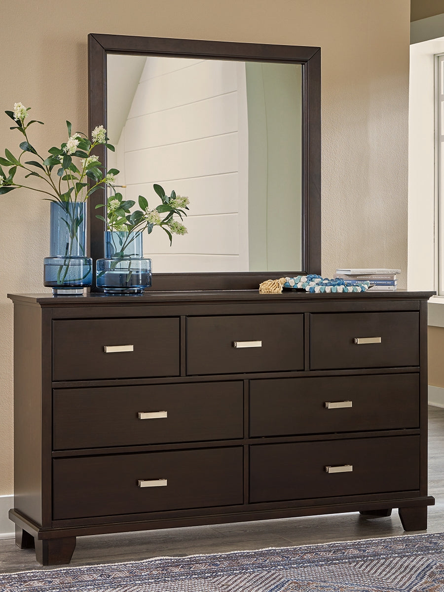 Furniture City - MS - Ashley Furniture - Covetown Bedroom - Dresser and Mirror / Dark Brown - B441B1