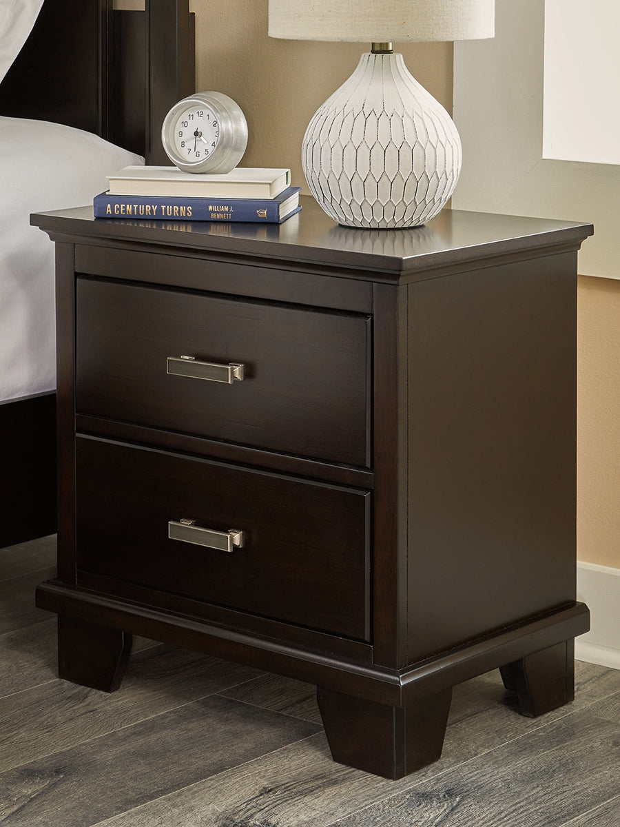 Furniture City - MS - Ashley Furniture - Covetown Bedroom - Two Drawer Night Stand / Dark Brown - B441-92