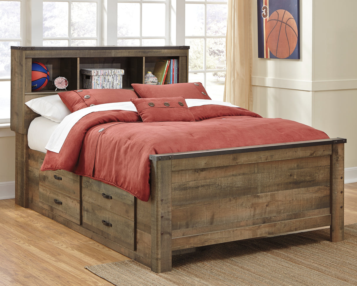 Furniture City - MS - Ashley Furniture - Trinell Bedroom - Full Bookcase Bed with 2 Sided Storage / Brown - B446B79