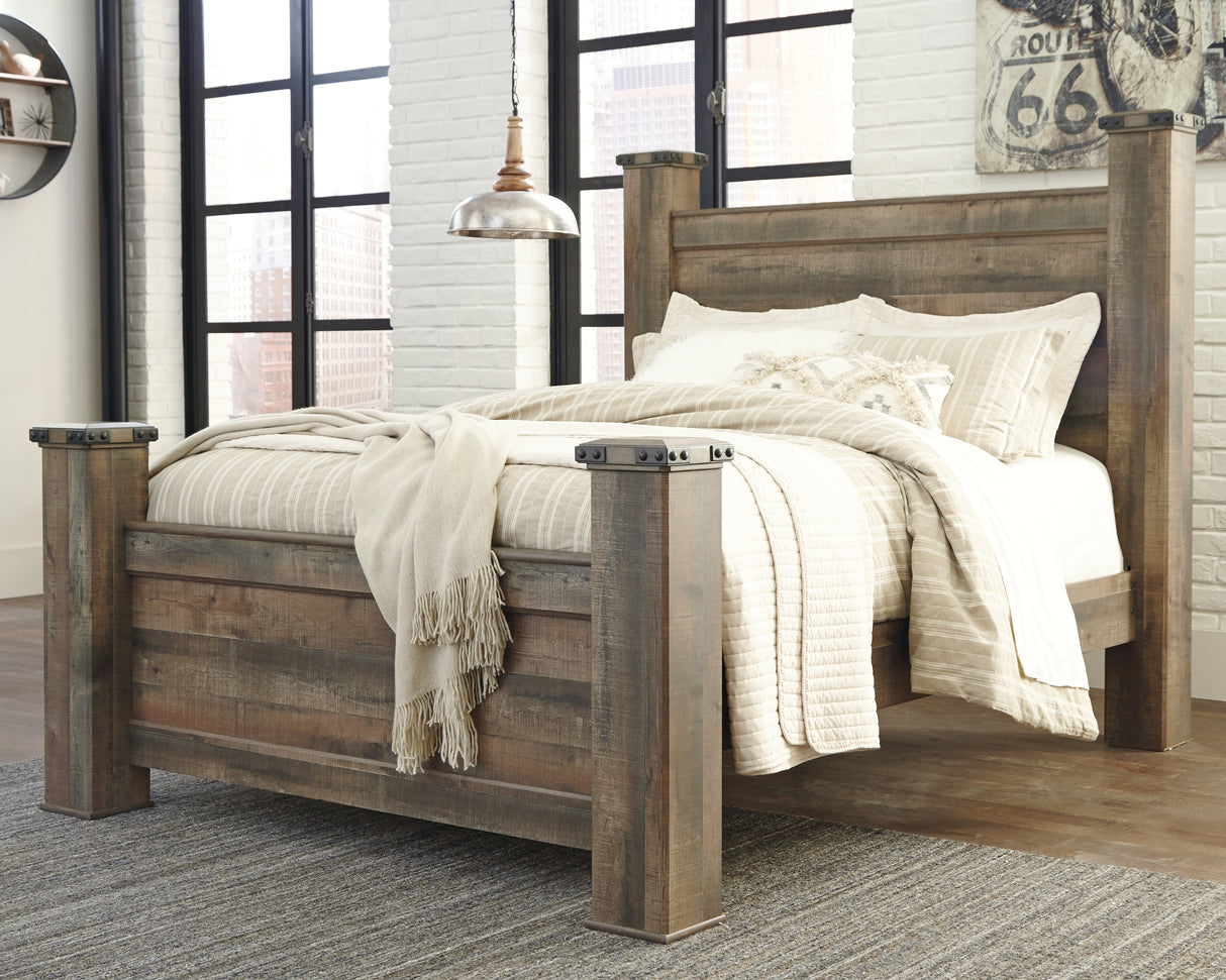 Furniture City - MS - Ashley Furniture - Trinell Bedroom - Queen Poster Bed / Brown - B446B40