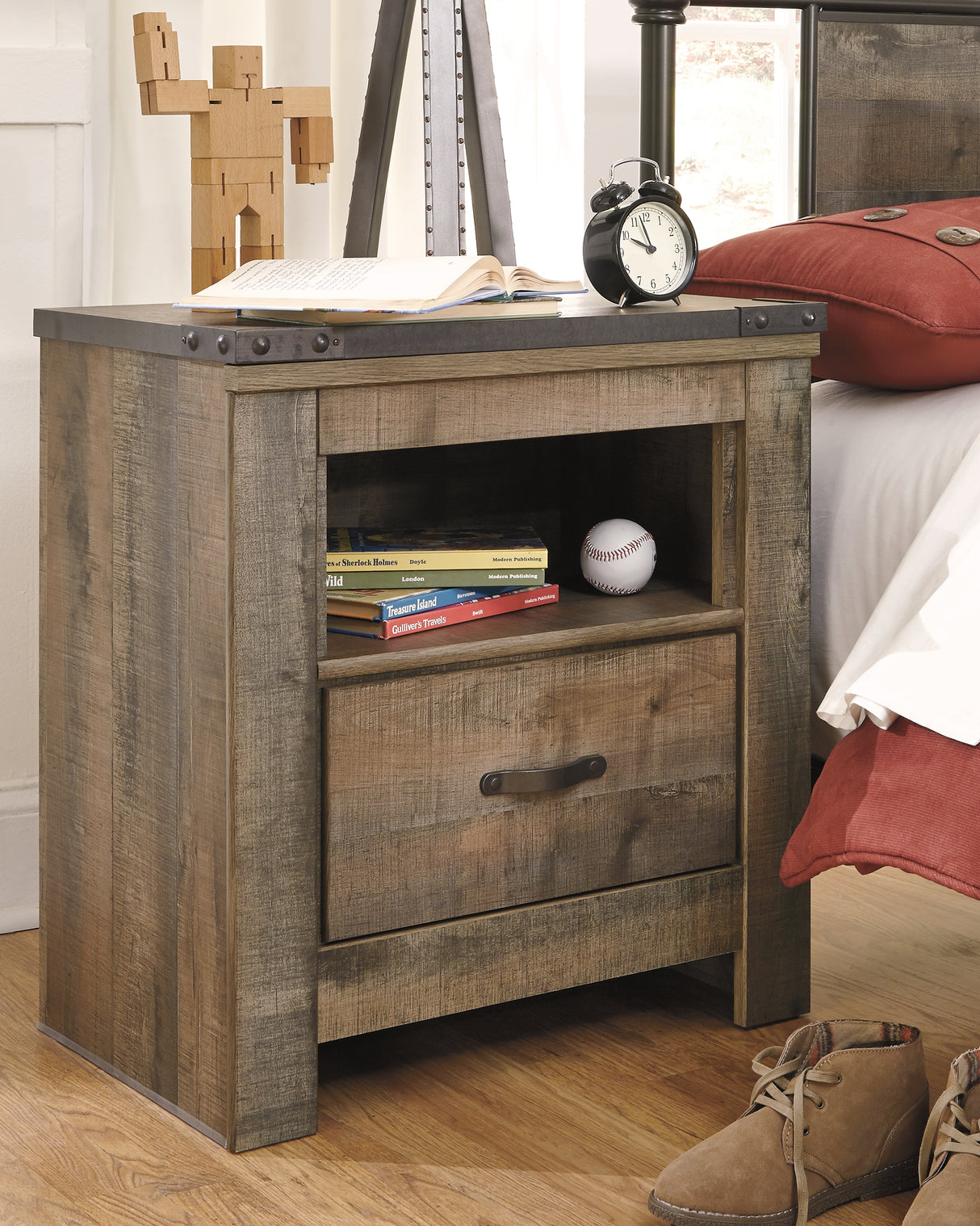 Furniture City - MS - Ashley Furniture - Trinell Bedroom - One Drawer Night Stand / Brown - B446-91