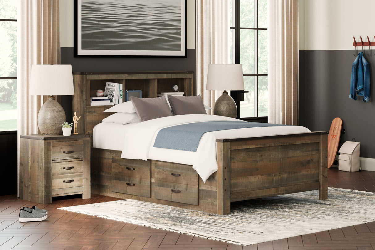 Furniture City - MS - Ashley Furniture - Trinell Bedroom - Full Bookcase Bed with 2 Storage Drawers / Brown - B446B16