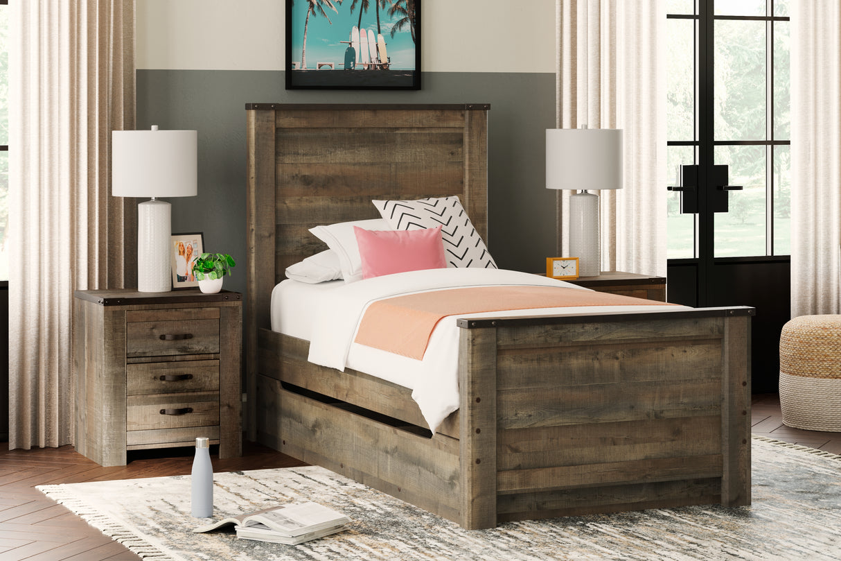 Furniture City - MS - Ashley Furniture - Trinell Bedroom - Twin Panel Bed with 1 Large Storage Drawer / Brown - B446B8