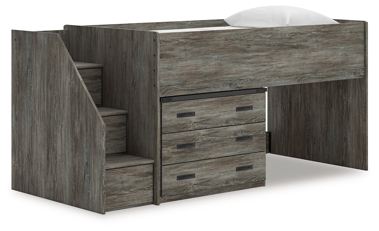 Furniture City - MS - Ashley Furniture - Frandern Bedroom - Twin Loft Bed with Drawer Storage / Gray - B4480B15