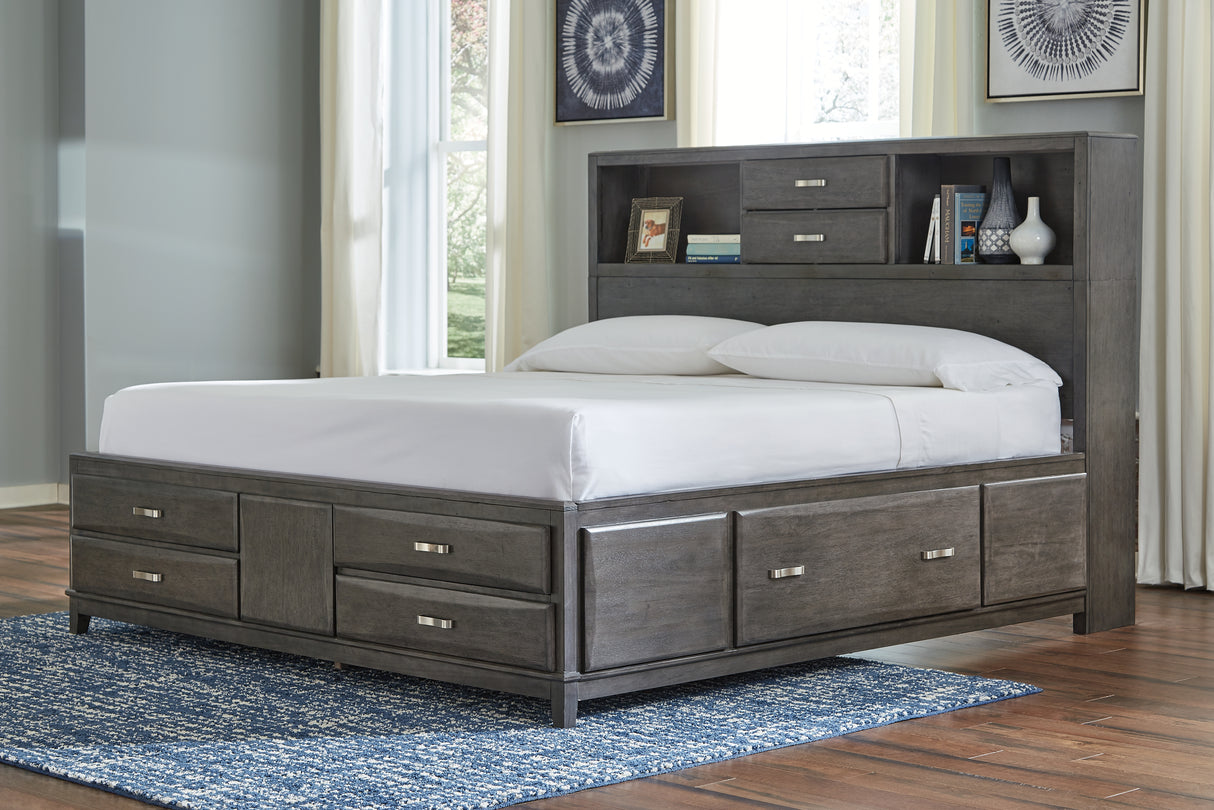 Furniture City - MS - Ashley Furniture - Caitbrook Bedroom - King Storage Bed with 8 Drawers / Gray - B476B6