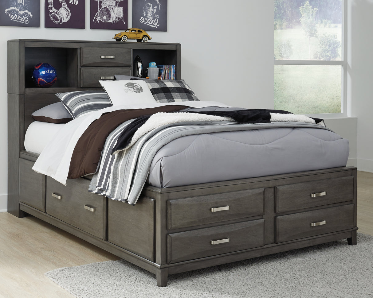 Furniture City - MS - Ashley Furniture - Caitbrook Bedroom - Full Storage Bed with 7 Drawers / Gray - B476B4