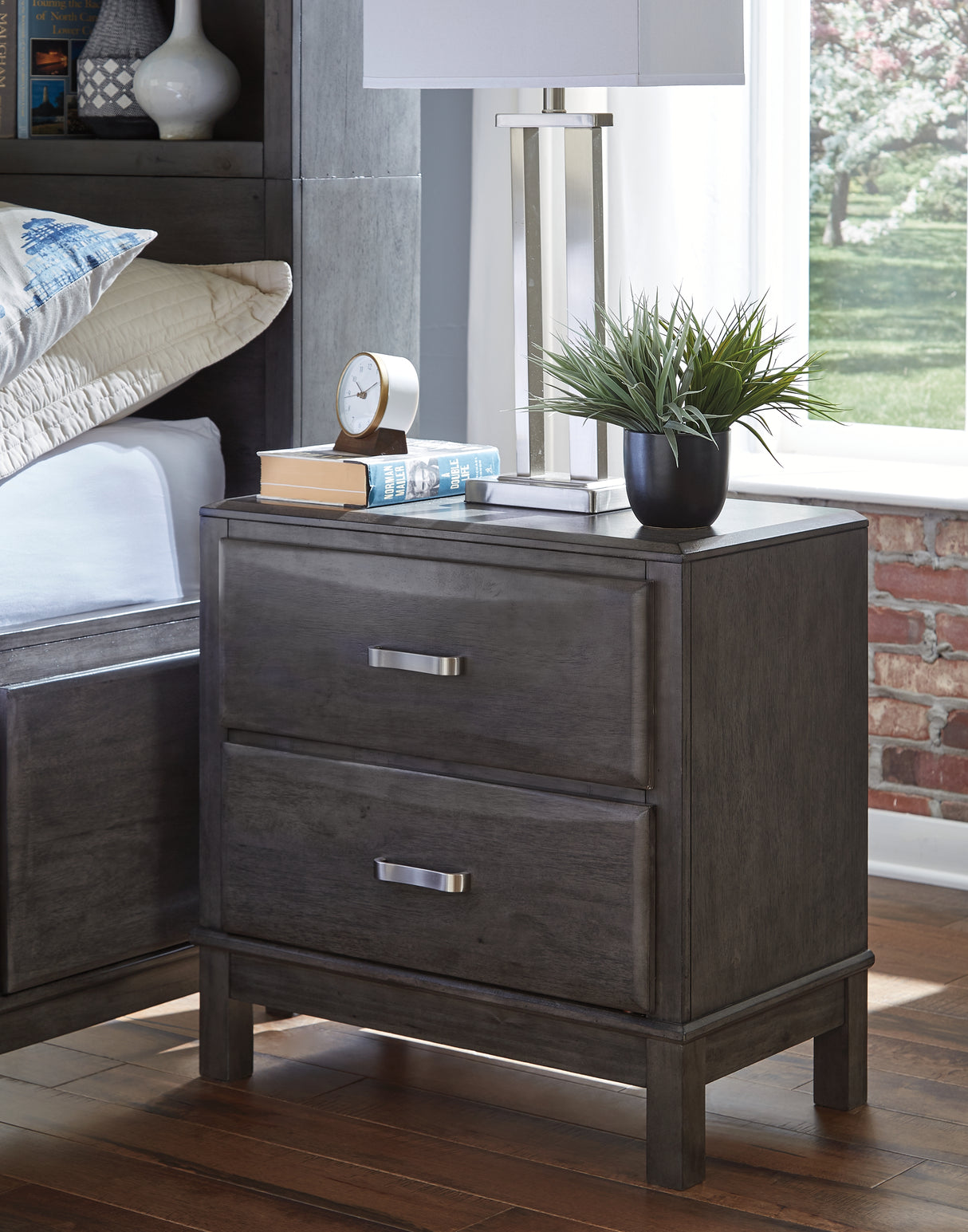 Furniture City - MS - Ashley Furniture - Caitbrook Bedroom - Two Drawer Night Stand / Gray - B476-92