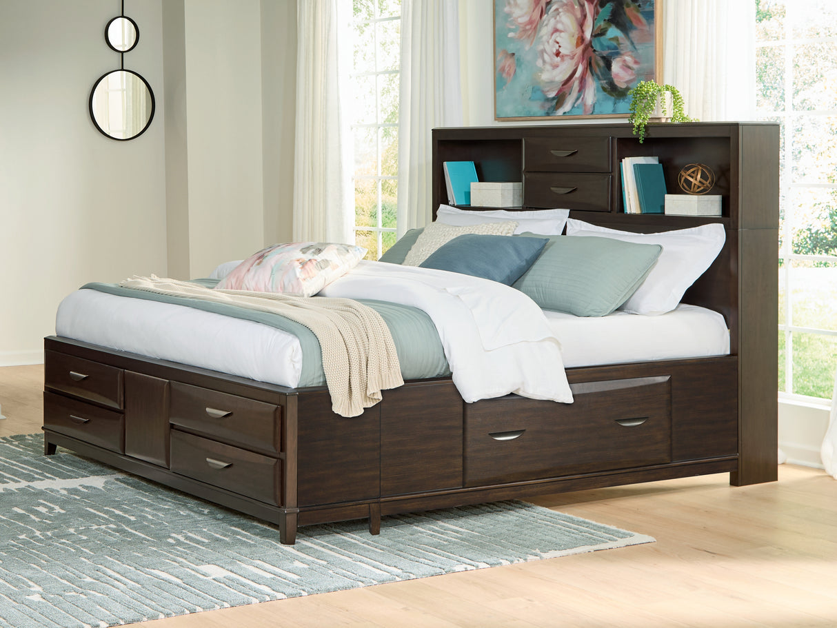 Furniture City - MS - Ashley Furniture - Vanmore Bedroom - California King Storage Bed / Dark Brown - B479B7