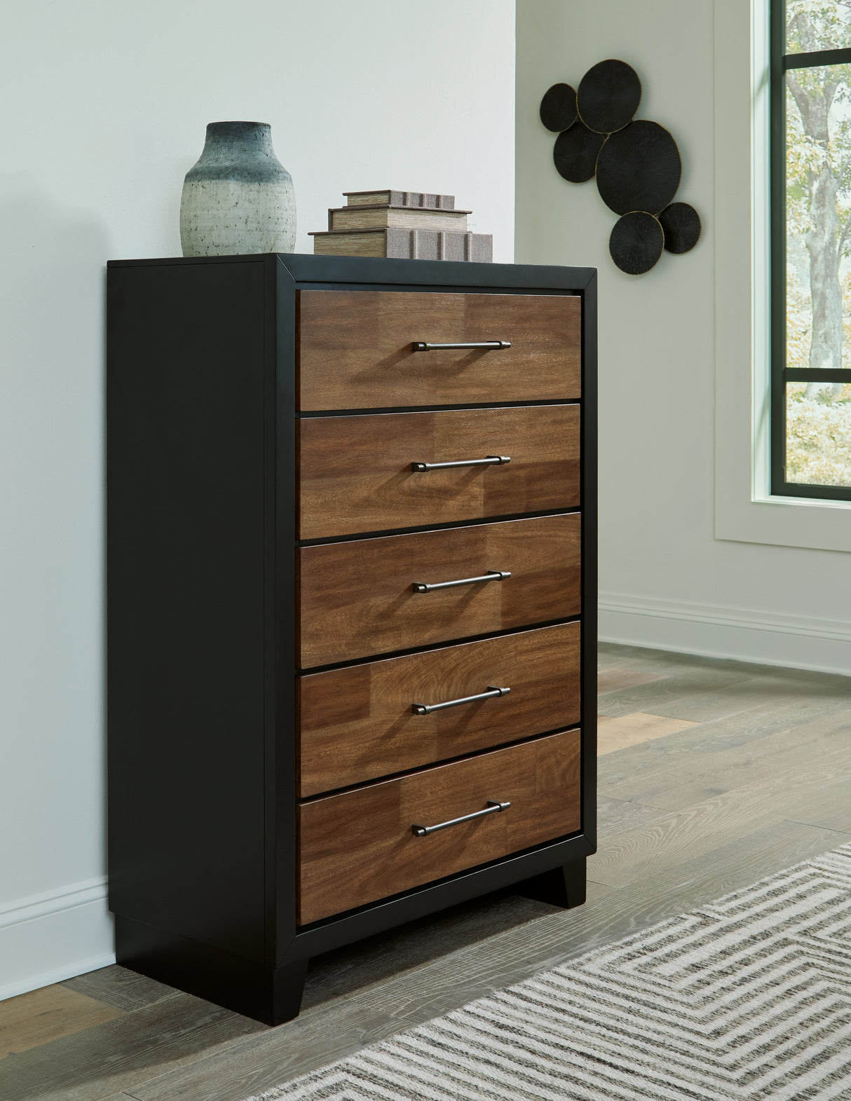 Furniture City - MS - Ashley Furniture - Kraeburn Bedroom - Two Drawer Night Stand / Brown/Black - B496-92