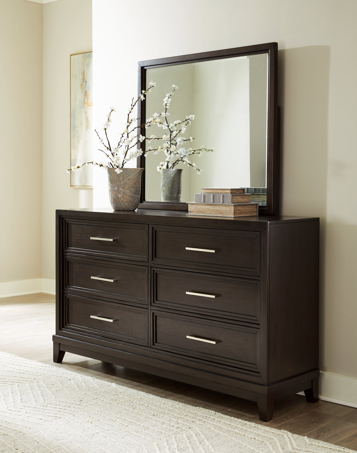 Furniture City - MS - Ashley Furniture - Neymorton Bedroom - Dresser and Mirror / Dark Grayish Brown - B618B1