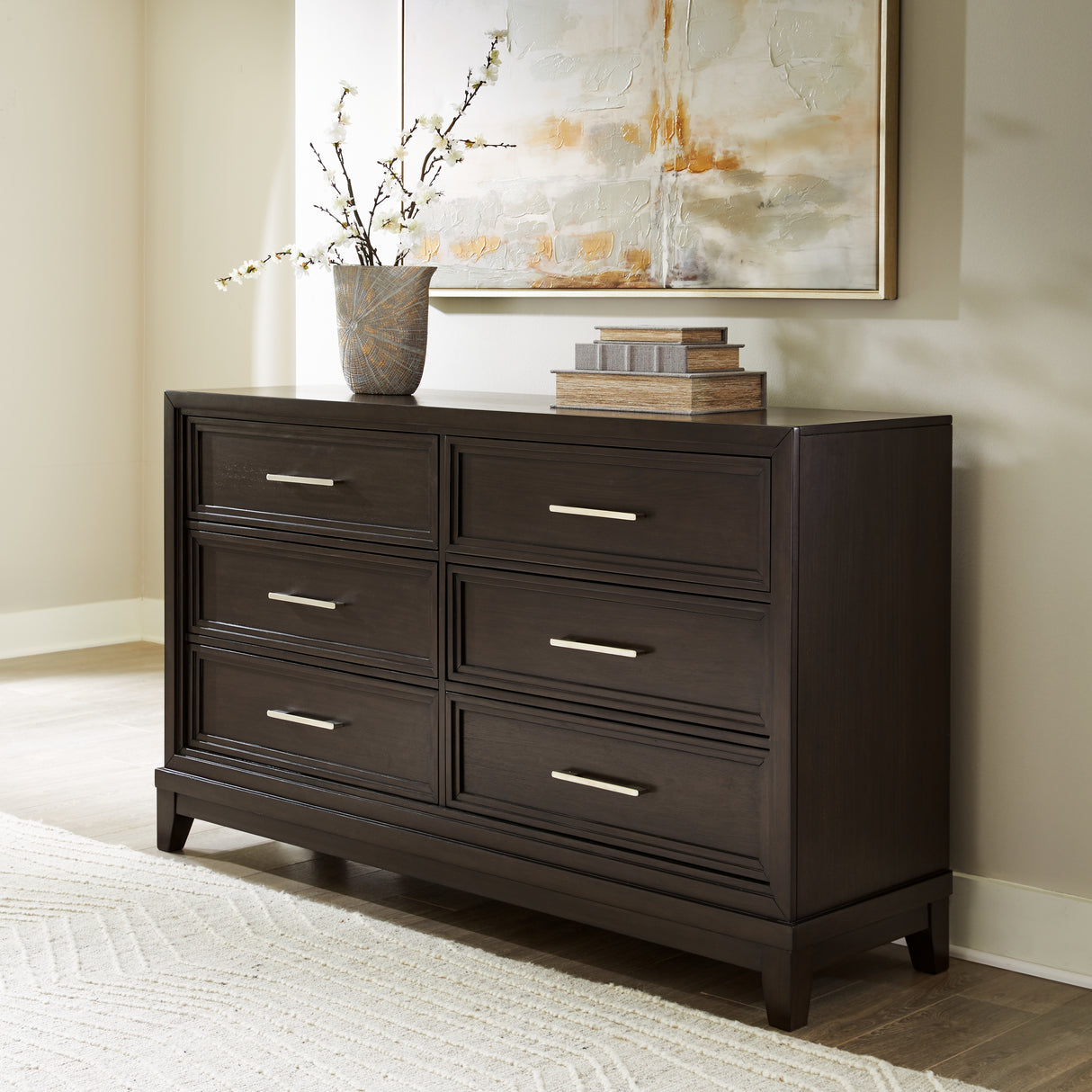 Furniture City - MS - Ashley Furniture - Neymorton Bedroom - Dresser and Mirror / Dark Grayish Brown - B618B1