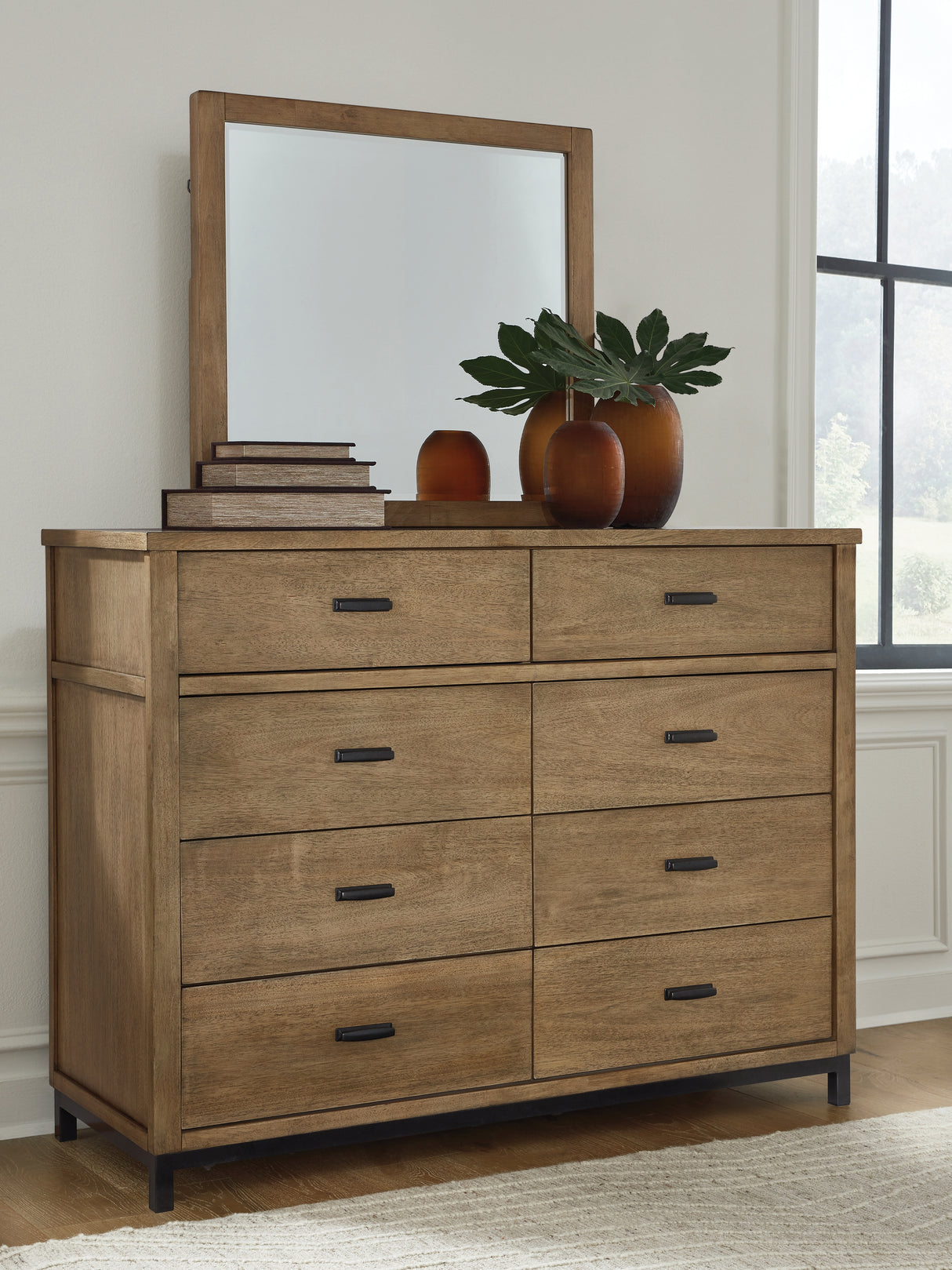 Furniture City - MS - Ashley Furniture - Tomtyn Bedroom - Dresser and Mirror / Light Brown - B622B1