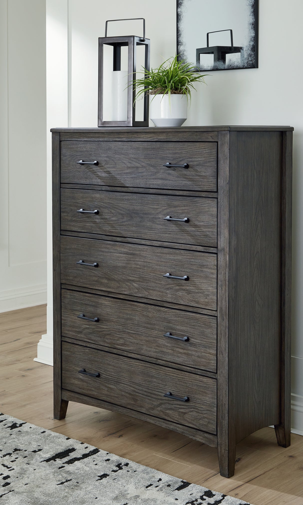 Furniture City - MS - Ashley Furniture - Montillan Bedroom - Five Drawer Chest / Grayish Brown - B651-46