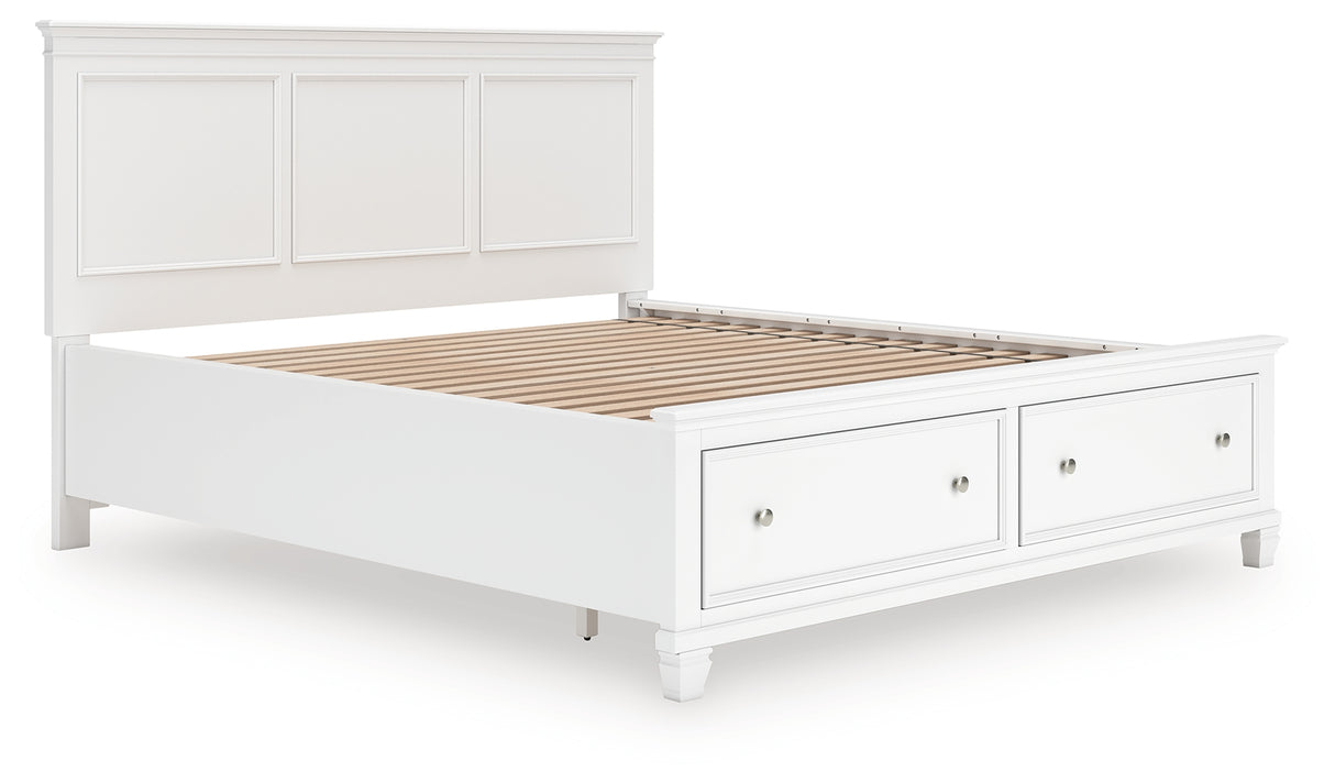 Furniture City - MS - Ashley Furniture - Fortman Bedroom - California King Panel Storage Bed / White - B680B23