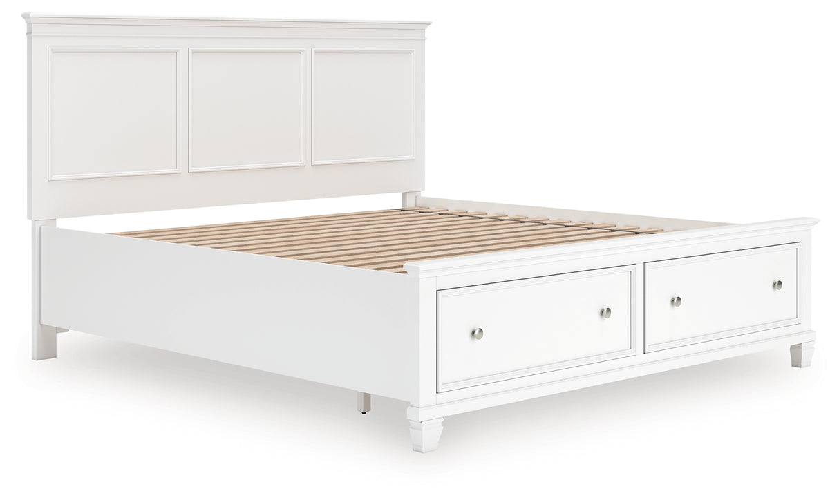 Furniture City - MS - Ashley Furniture - Fortman Bedroom - King Panel Storage Bed / White - B680B22
