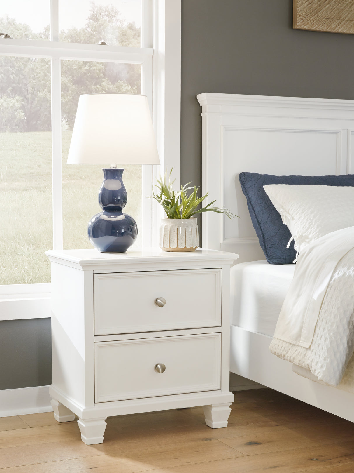 Furniture City - MS - Ashley Furniture - Fortman Bedroom - Two Drawer Night Stand / White - B680-92