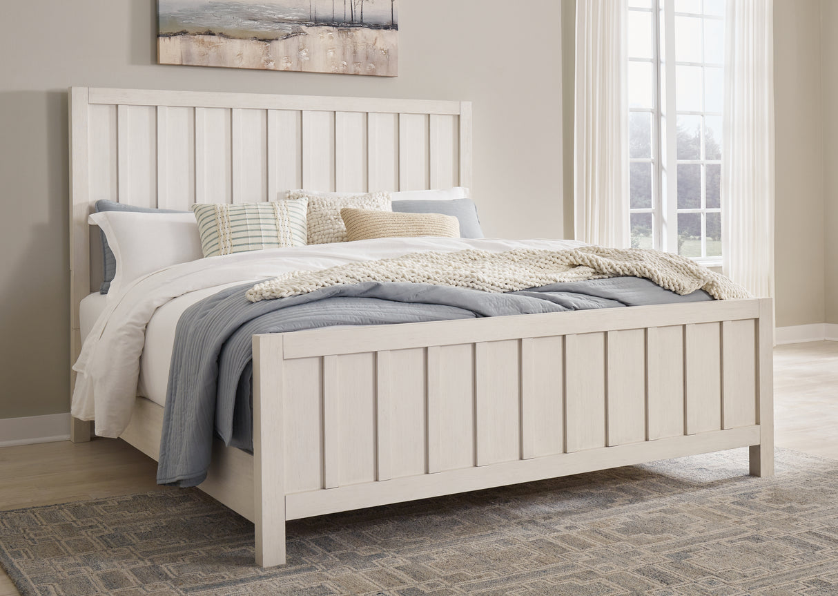 Furniture City - MS - Ashley Furniture - Shaybrock Bedroom - King Panel Bed / Antique White - B683B6