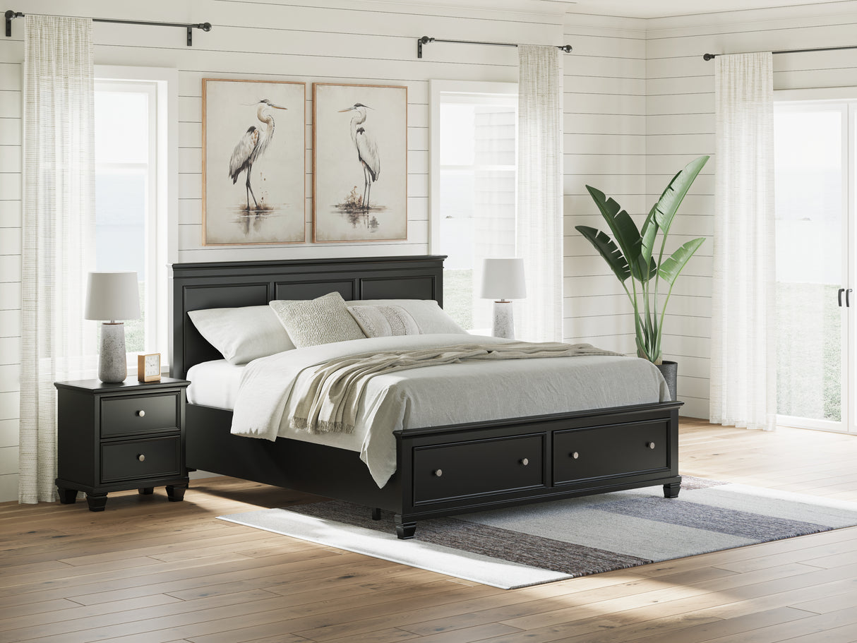 Furniture City - MS - Ashley Furniture - Lanolee Bedroom - King Panel Storage Bed / Black - B687B19