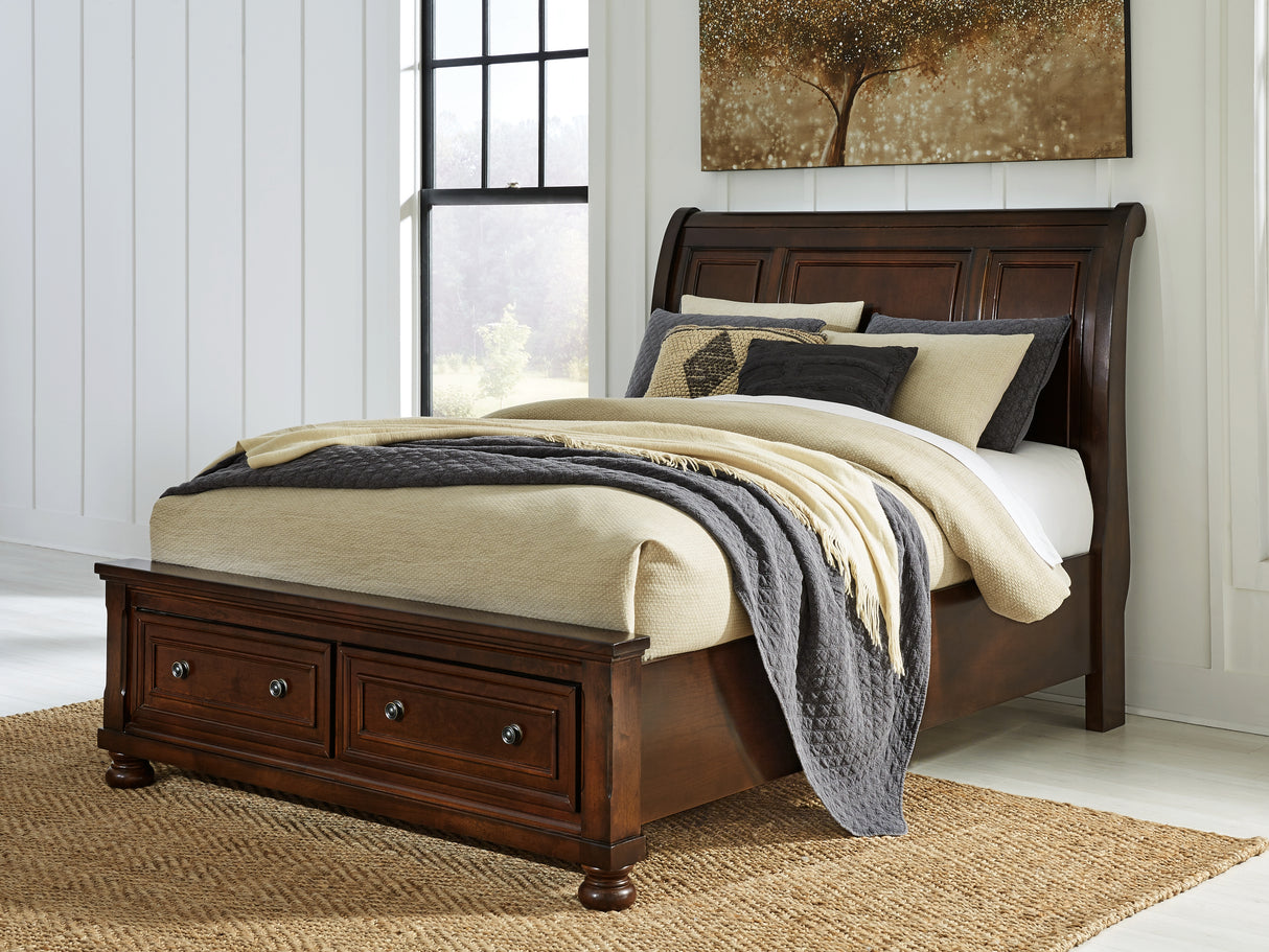 Furniture City - MS - Ashley Furniture - Porter Bedroom - Queen Sleigh Storage Bed / Rustic Brown - B697B43