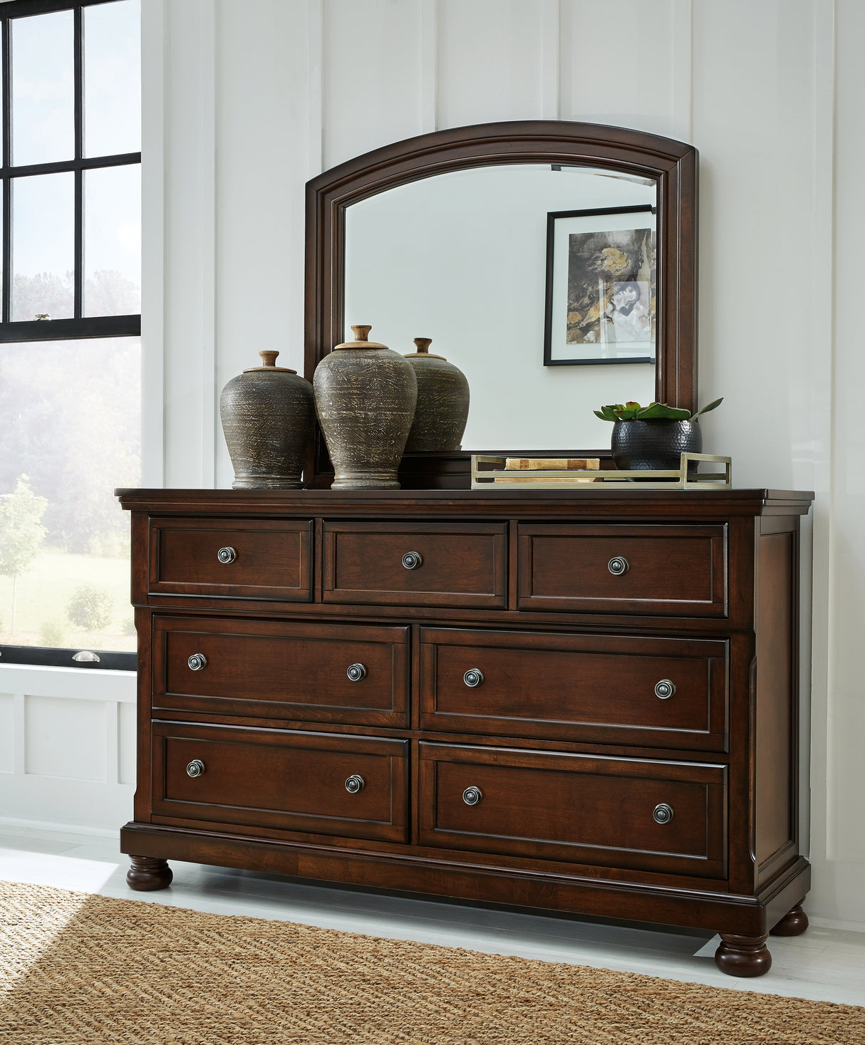 Furniture City - MS - Ashley Furniture - Porter Bedroom - Dresser and Mirror / Rustic Brown - B697B1